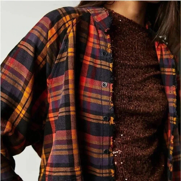 We The Free Summer Daydream Plaid Buttomdown Size XS - Picture 3 of 10